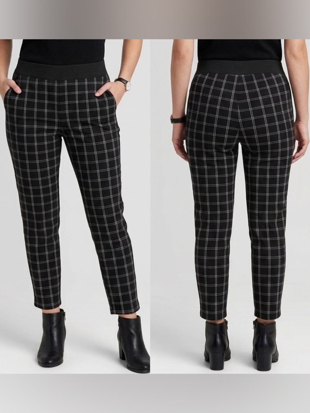 Philosophy Black Windowpane Cropped Ankle Pants